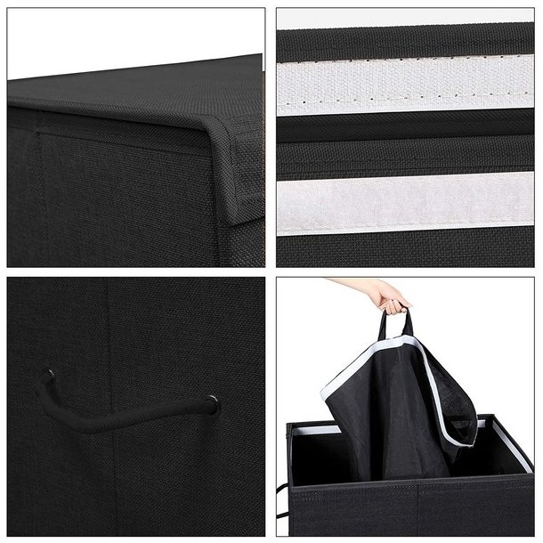 Vasket�jskurv med 2 rum og vasket�jspose - 142 liter - sort