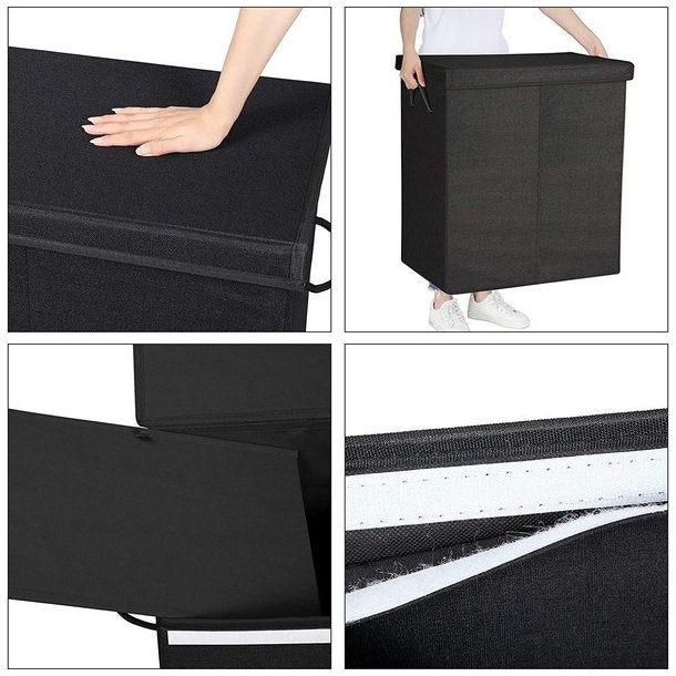 Vasket�jskurv med 2 rum og vasket�jspose - 142 liter - sort