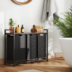 Vasket�jskurve p� stativ med 3 rum - 3 vasket�jsposer - brun