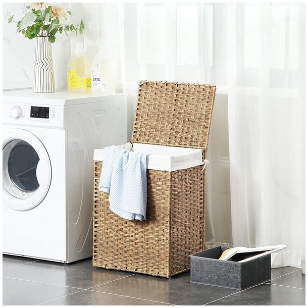 Vasket�jskurv med vasket�jspose - 90 liter - brun vasket�jskurv