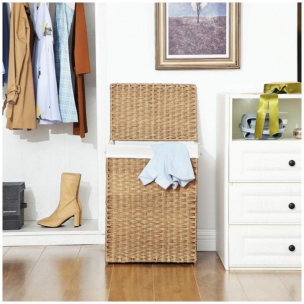 Vasket�jskurv med vasket�jspose - 90 liter - brun vasket�jskurv