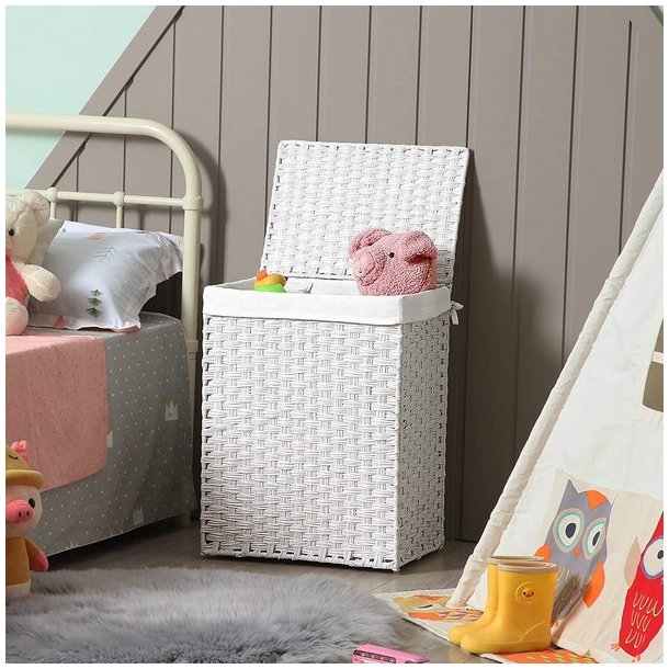 Vasket�jskurv med vasket�jspose - 90 liter - hvid vasket�jskurv