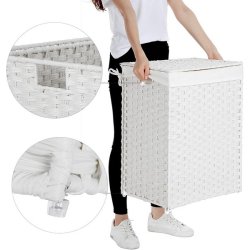 Vasket�jskurv med vasket�jspose - 90 liter - hvid vasket�jskurv