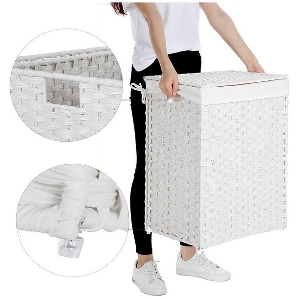 Vasket�jskurv med vasket�jspose - 90 liter - hvid vasket�jskurv