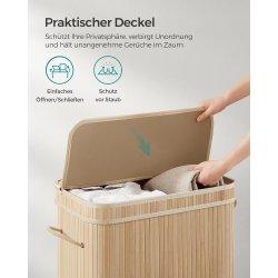 Vasket�jskurv i bambus med vasket�jspose - 100 liter - brun