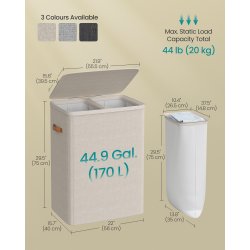 Vasket�jskurv med 2 rum - 2 vasket�jsposer - 170 liter - beige