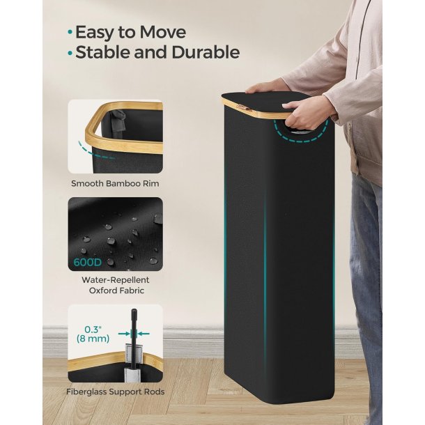 Vasket�jskurv med vasket�jspose - 65 liter - sort Oxford-stof