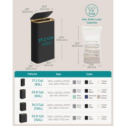 Vasket�jskurv med vasket�jspose - 65 liter - sort Oxford-stof