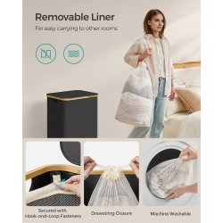 Vasket�jskurv med vasket�jspose - 90 liter - sort Oxford-stof