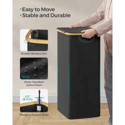 Vasket�jskurv med vasket�jspose - 90 liter - sort Oxford-stof