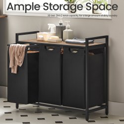 Vasket�jskurve p� stativ med 3 rum - 3 vasket�jsposer - brun