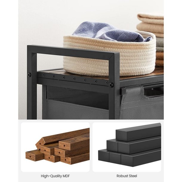 Vasket�jskurve med 2 rum - 2 vasket�jsposer - rustik brun