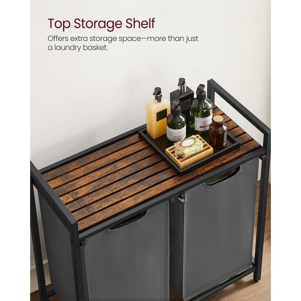 Vasket�jskurve med 2 rum - 2 vasket�jsposer - rustik brun