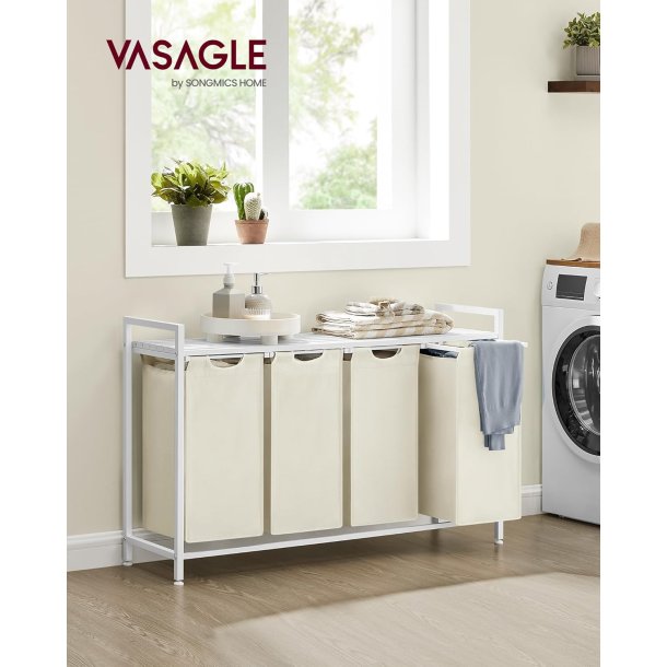 Vasket�jskurve med 4 rum - 4 vasket�jsposer - hvid