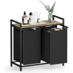 Vasket�jskurve p� stativ med 2 rum - 2 vasket�jsposer - brun