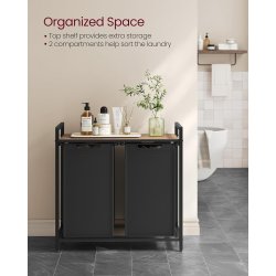 Vasket�jskurve p� stativ med 2 rum - 2 vasket�jsposer - brun