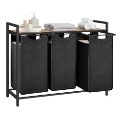 Vasket�jskurve p� stativ med 3 rum - 3 vasket�jsposer - brun