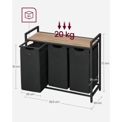 Vasket�jskurve p� stativ med 3 rum - 3 vasket�jsposer - brun