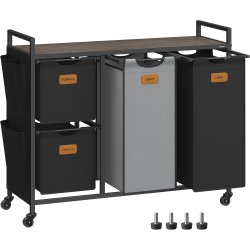 Vasket�jskurve p� stativ med hjul og 4 rum - kastanjebrun hylde