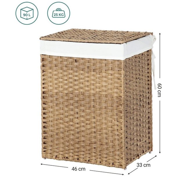 Vasket�jskurv med vasket�jspose - 90 liter - brun vasket�jskurv