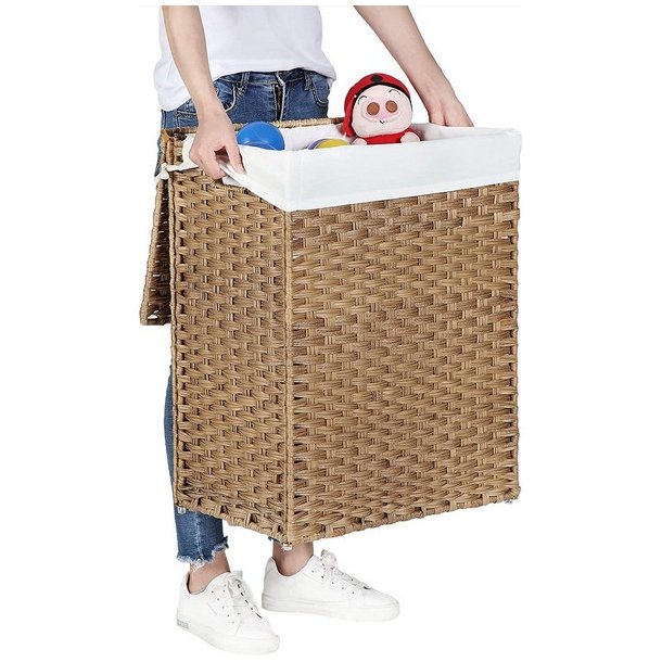 Vasket�jskurv med vasket�jspose - 90 liter - brun vasket�jskurv