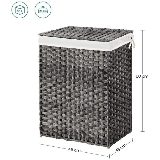 Vasket�jskurv med vasket�jspose - 90 liter - gr� vasket�jskurv