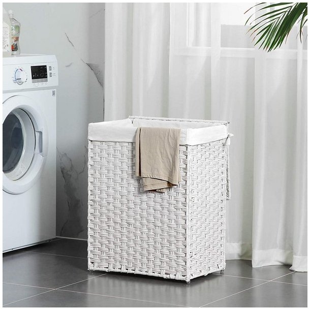 Vasket�jskurv med vasket�jspose - 90 liter - hvid vasket�jskurv