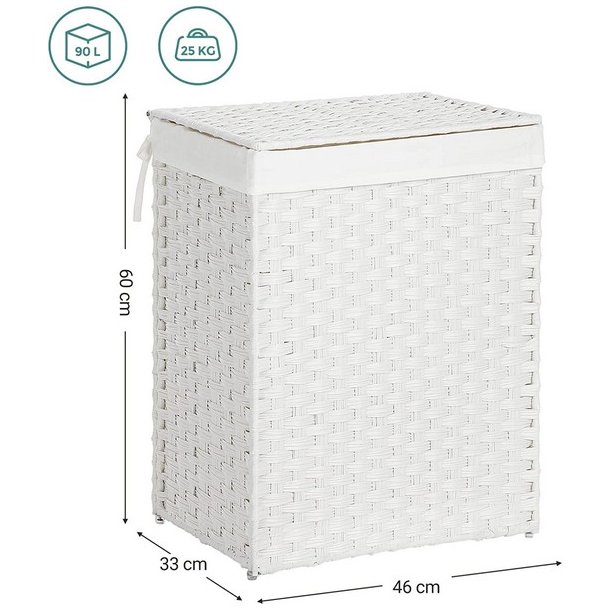 Vasket�jskurv med vasket�jspose - 90 liter - hvid vasket�jskurv