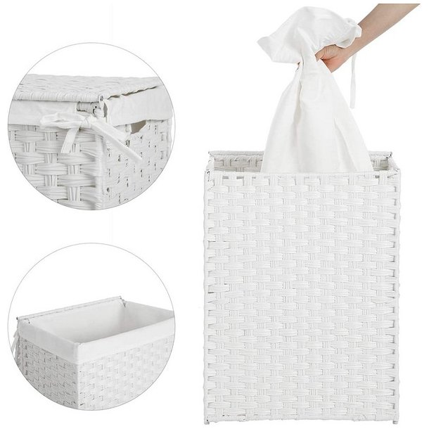 Vasket�jskurv med vasket�jspose - 90 liter - hvid vasket�jskurv