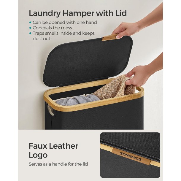 Vasket�jskurv med vasket�jspose - 65 liter - sort Oxford-stof