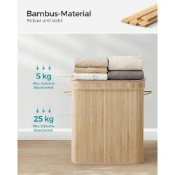 Vasket�jskurv i bambus med vasket�jspose - 100 liter - brun