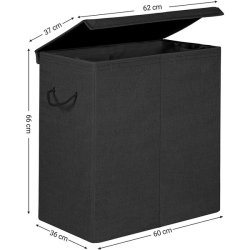 Vasket�jskurv med 2 rum og vasket�jspose - 142 liter - sort