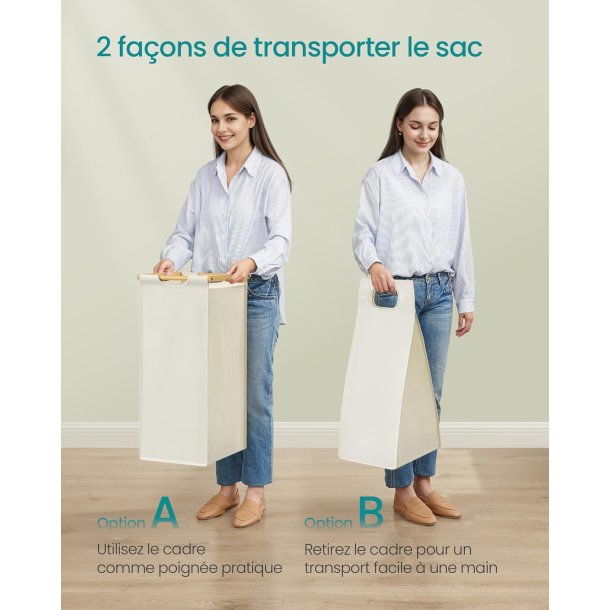 Vasket�jskurve med 2 rum - 2 vasket�jsposer - creme hvid