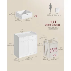 Badevrelsesskab med 2 vasketjskurve - hvid - 40x78,9x80,2