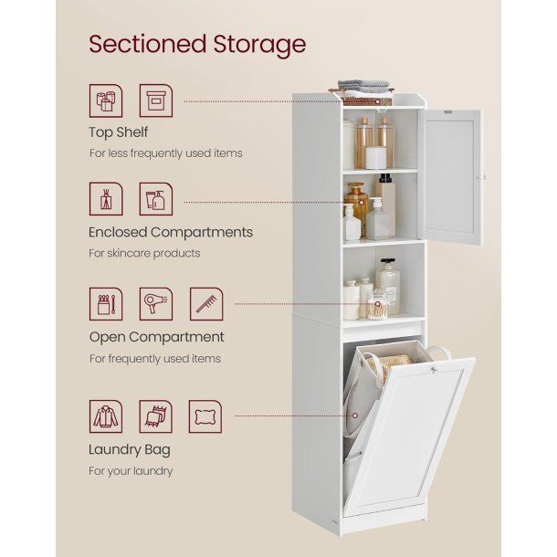 Badevrelsesskab med vasketjskurv - hvid - 40x40x170