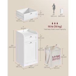 Badevrelsesskab med vasketjskurv - hvid - 40x40x80,2