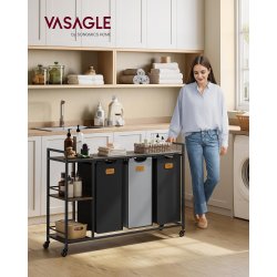 Vasket�jskurve p� stativ med hjul med 3 rum - kastanjebrun hylde