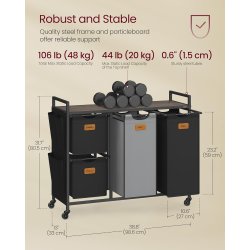 Vasket�jskurve p� stativ med hjul og 4 rum - kastanjebrun hylde