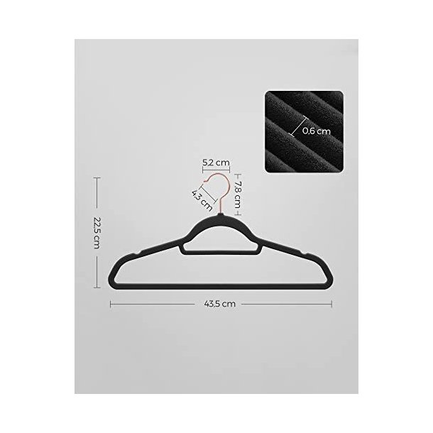 T�jb�jler i velour med skridsikker buksestang - 50 stk sort