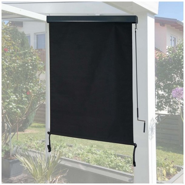 Vertikalmarkise 250 x 100 cm - sort antracit lskrm og lsejl