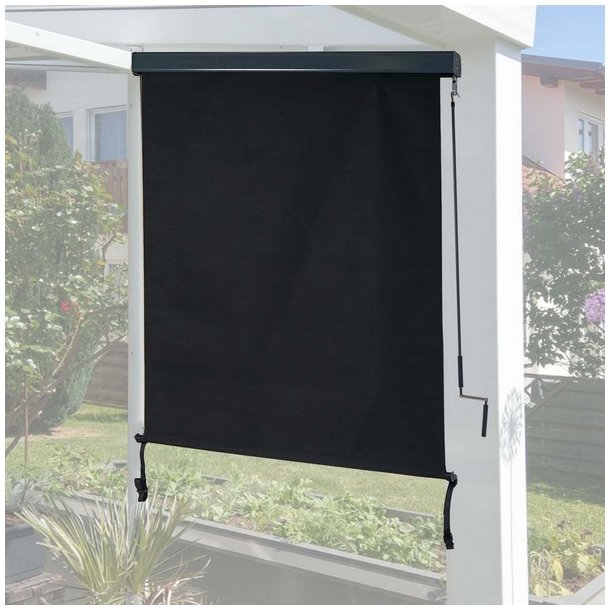 Vertikalmarkise 250 x 140 cm - sort antracit l�sk�rm og l�sejl