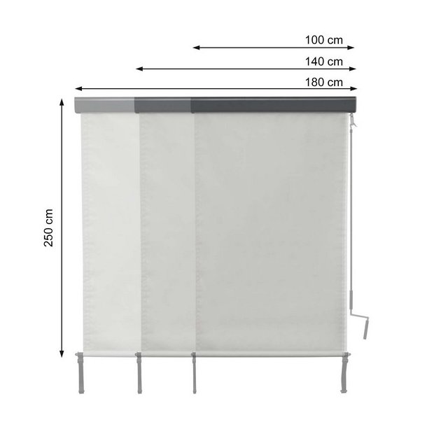 Vertikalmarkise 250 x 140 cm - sort antracit l�sk�rm og l�sejl