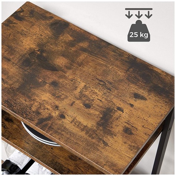 Vinreol til 20 flasker og glasholdere - rustik brun 50x32x100