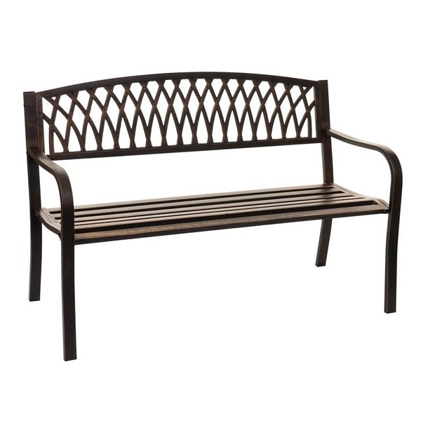 Parkb�nk - st�lb�nk i pulverlakeret st�l ~ vintage bronze haveb�nk