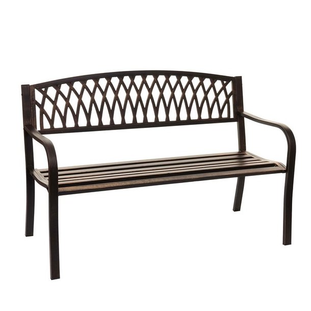 Parkb�nk - st�lb�nk i pulverlakeret st�l ~ vintage bronze haveb�nk