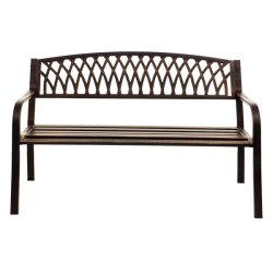 Parkb�nk - st�lb�nk i pulverlakeret st�l ~ vintage bronze haveb�nk