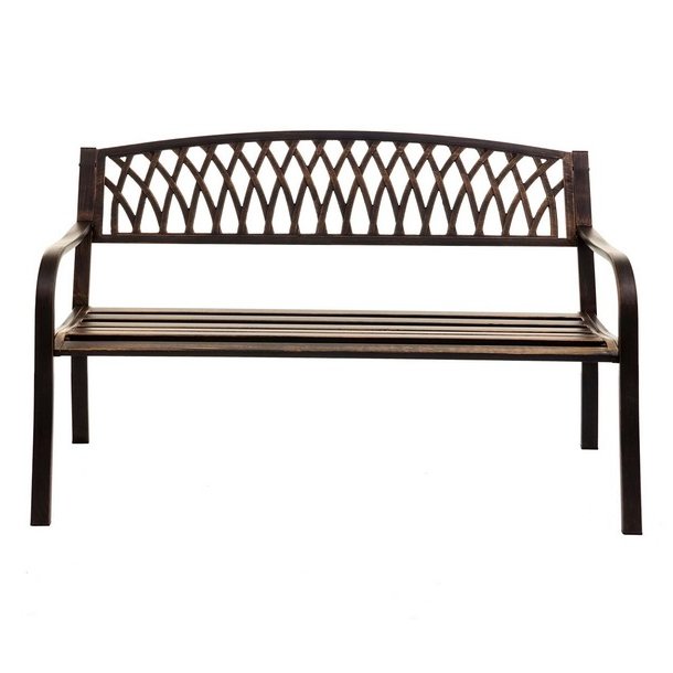 Parkb�nk - st�lb�nk i pulverlakeret st�l ~ vintage bronze haveb�nk