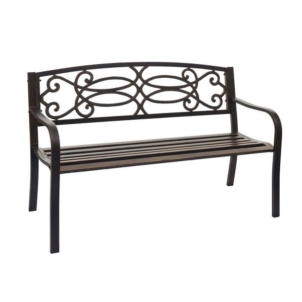 Parkb�nk og haveb�nk - vintage bronze st�lb�nk i pulverlakeret st�l