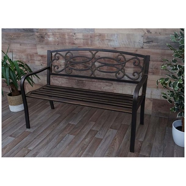 Parkb�nk og haveb�nk - vintage bronze st�lb�nk i pulverlakeret st�l