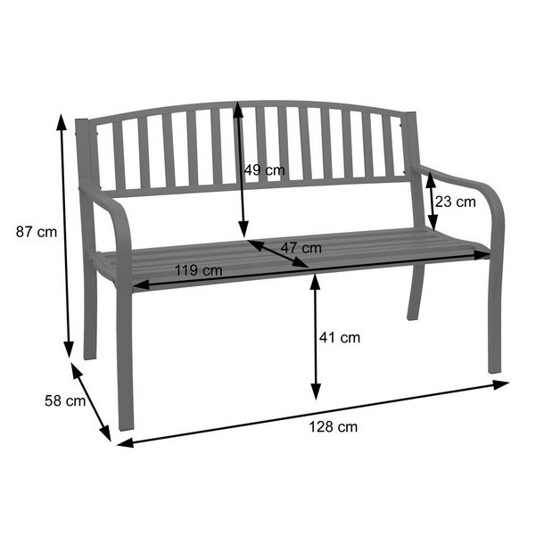 St�lb�nk - vintage bronze parkb�nk og haveb�nk i pulverlakeret st�l